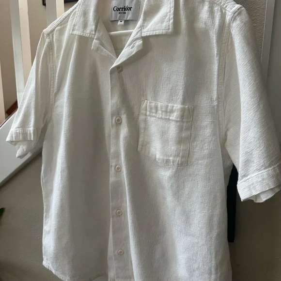 Corridor NYC Men's Hopsack White Casual Button Down Shirt in Medium - Picture 4 of 14
